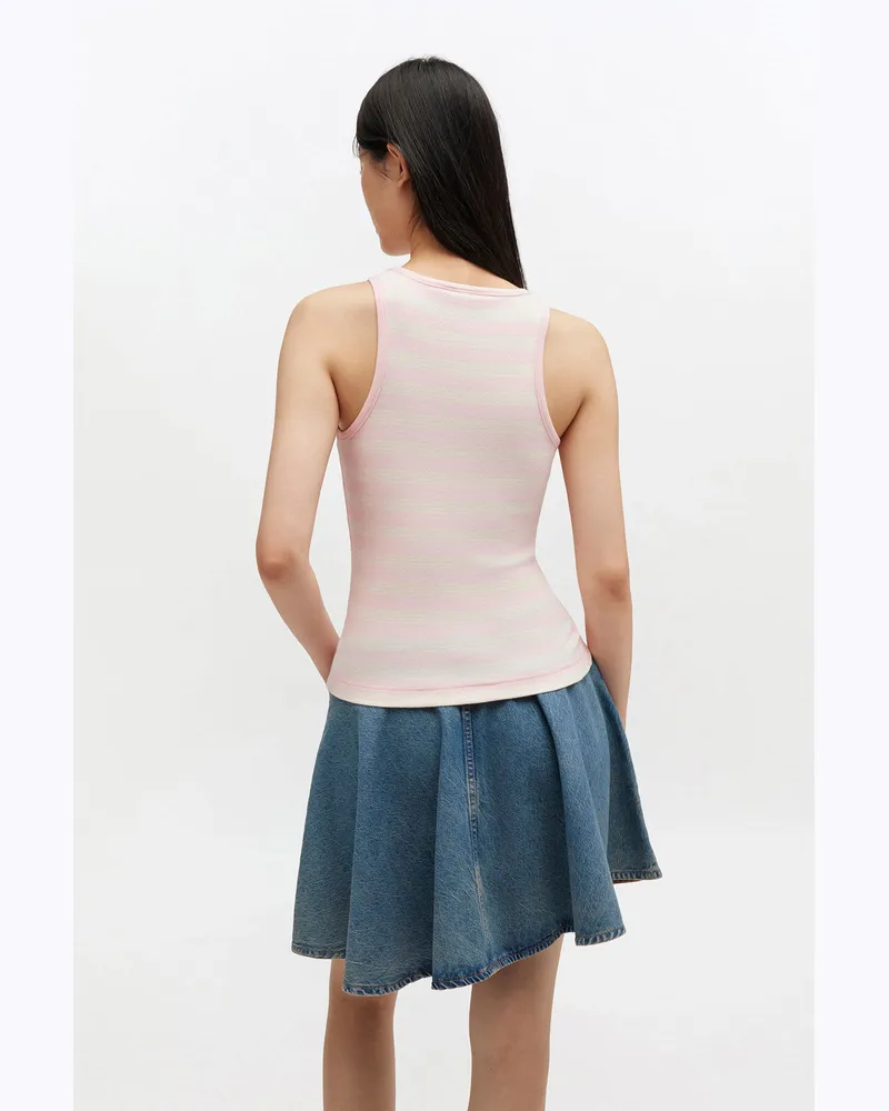 Ganni Chalk rosa Geripptes Tanktop mit Streifen - Größe Chalk