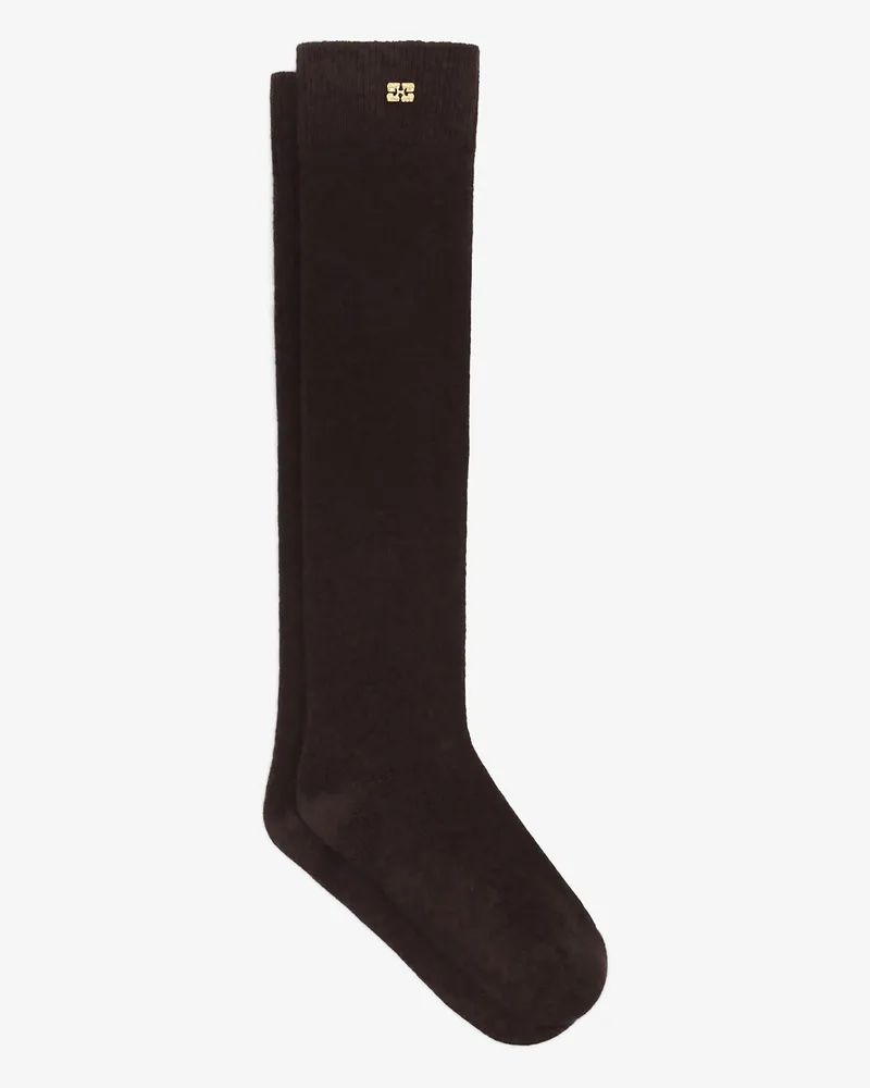 Ganni Hohe Socken aus Wollmischung braun Braun