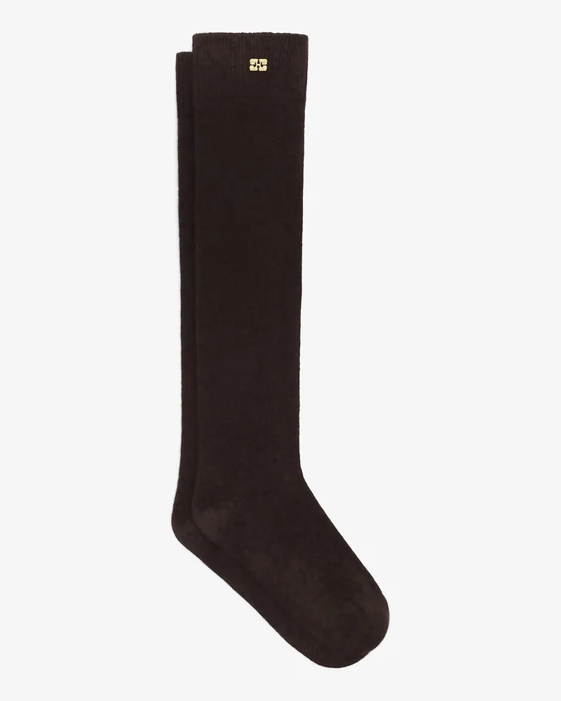 Ganni Hohe Socken aus Wollmischung braun Braun