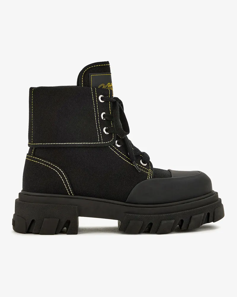 Ganni schwarz Trail-Stiefel aus schwarzem Canvas Baumwolle - Größe Schwarz
