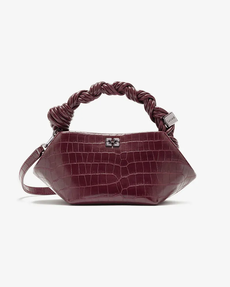 Ganni Burgunderrote Kroko-Mini-Bou-Tasche burgunderrot rot Burgunderrot