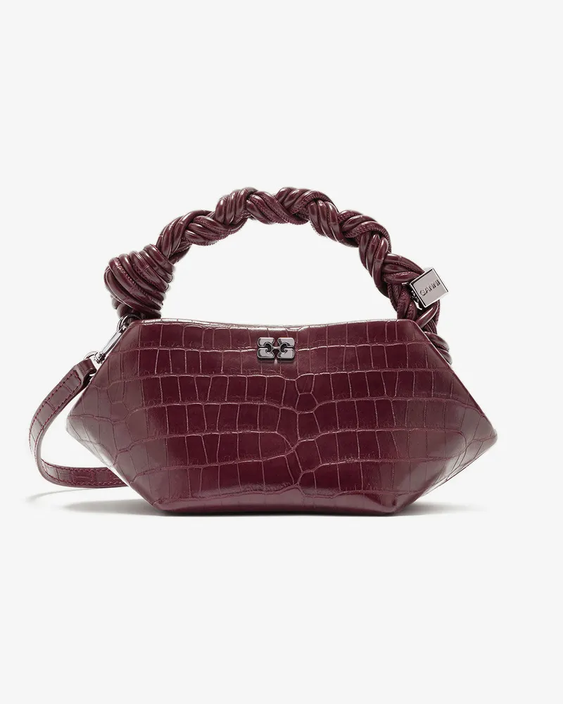 Ganni Burgunderrote Kroko-Mini-Bou-Tasche burgunderrot rot Burgunderrot