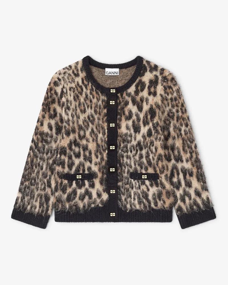 Ganni Strickjacke mit Leopardenmuster und V-Ausschnitt gemischt Gemischt