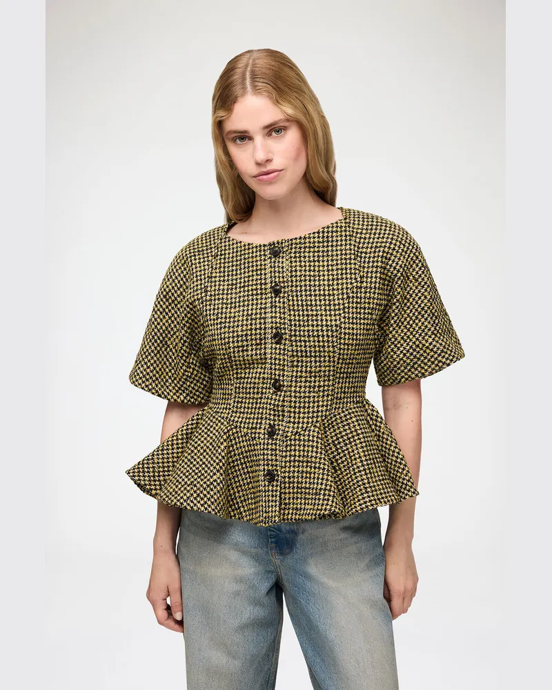 Ganni Bluse mit gelbem Karomuster - Größe gelb Gelb