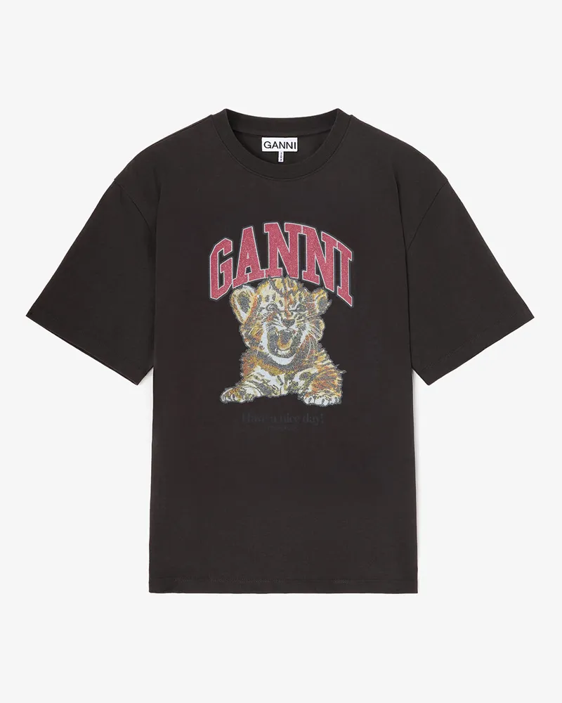 Ganni gemischt T-Shirt mit Tiger Bio-Baumwolle - Größe Gemischt