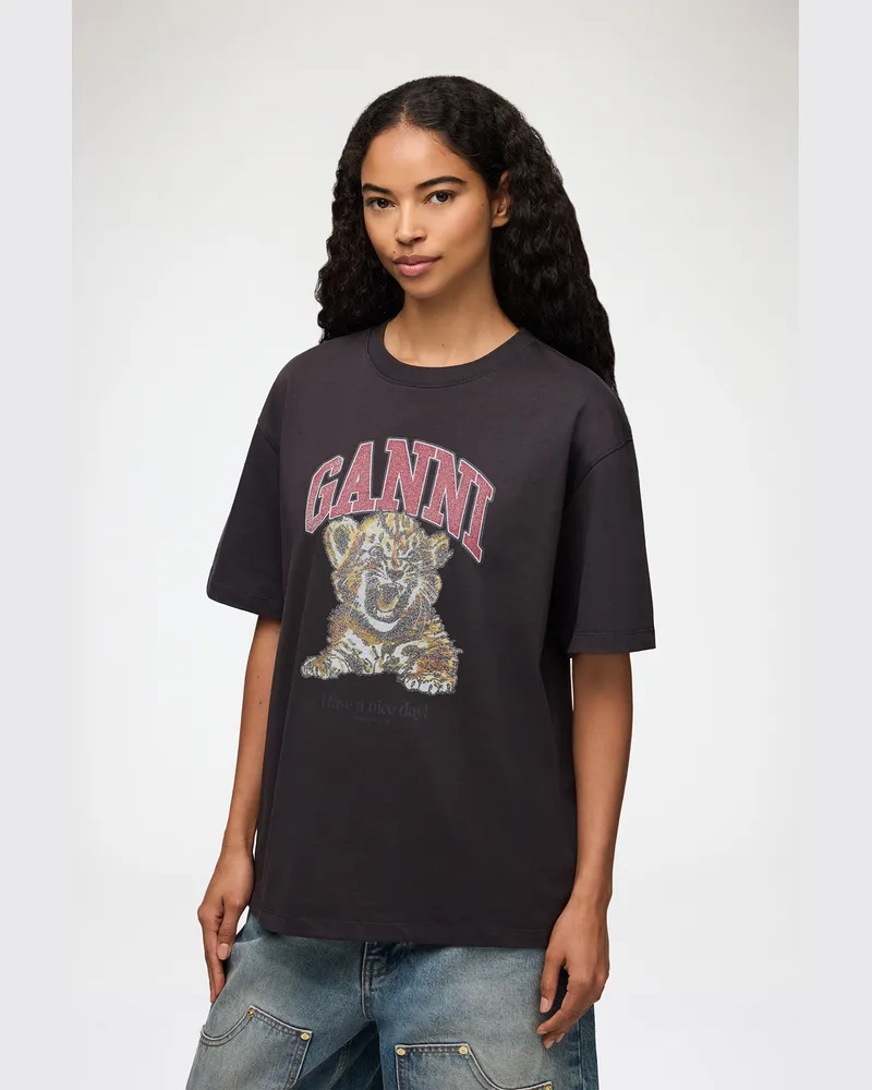Ganni gemischt T-Shirt mit Tiger Bio-Baumwolle - Größe Gemischt