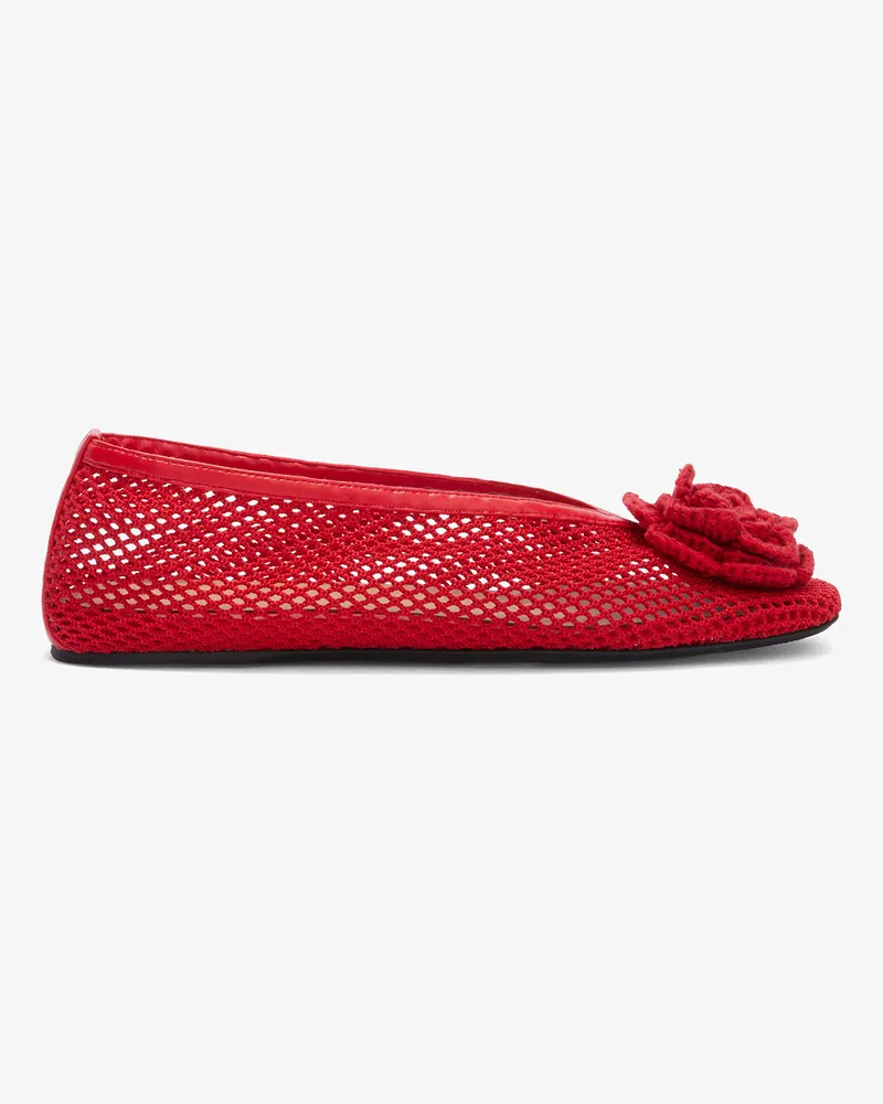 Ganni Jenny-Ballerina aus Netzstoff in Rot - Größe Goji Berry Goji