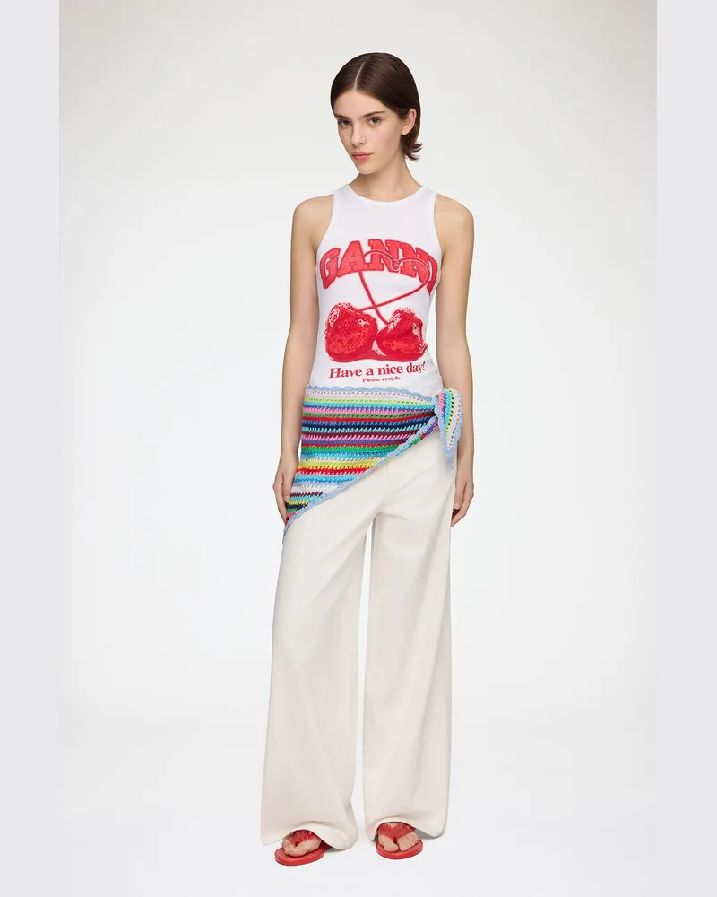 Ganni Schal mit Häkelstreifen gemischt Gemischt