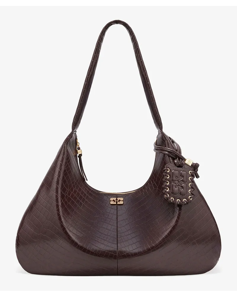Ganni Braune Croco XXL Hobo-Tasche braun Braun