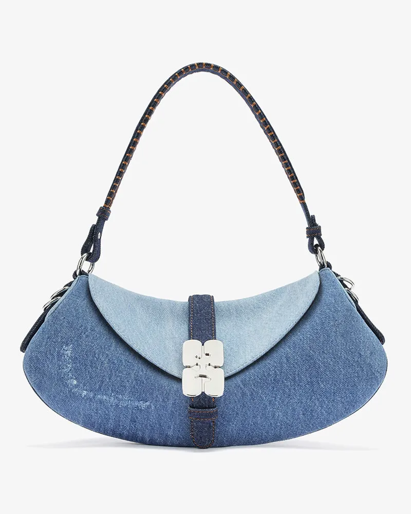 Ganni B-Kat-Tasche aus Denim blau Blau