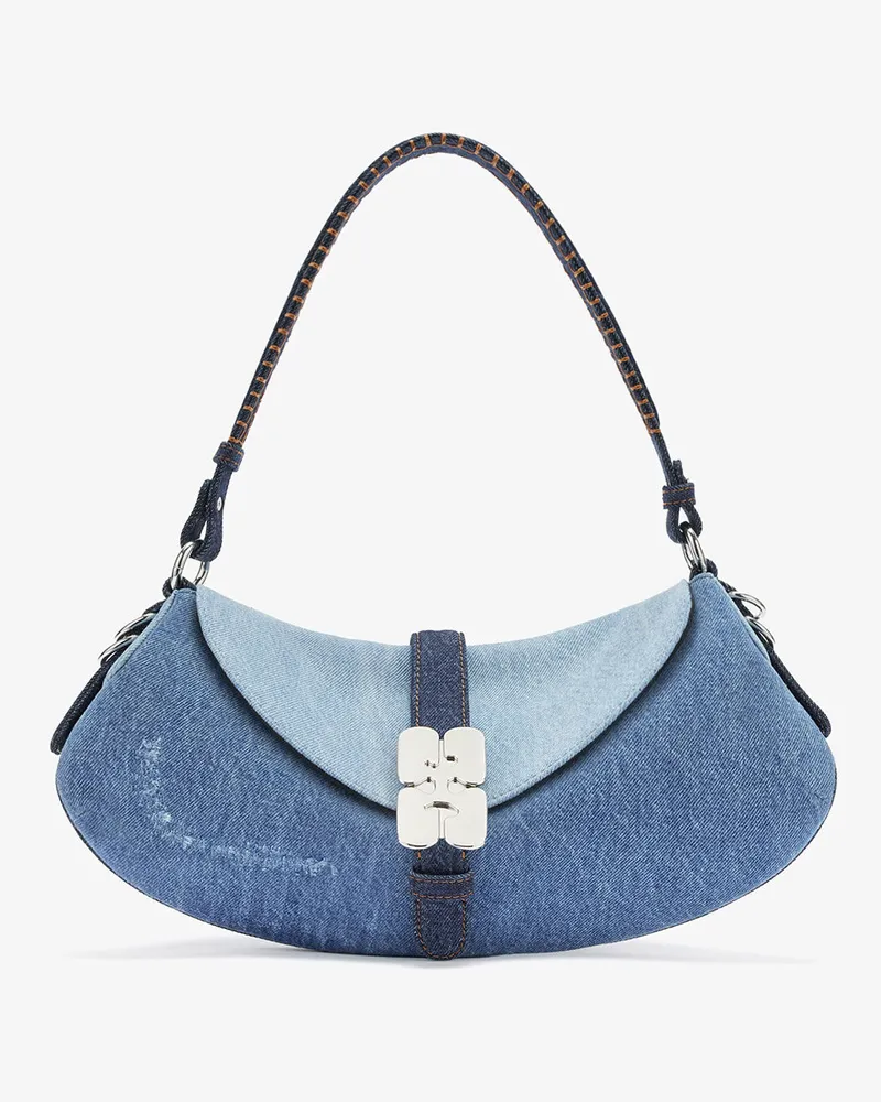 Ganni B-Kat-Tasche aus Denim blau Blau