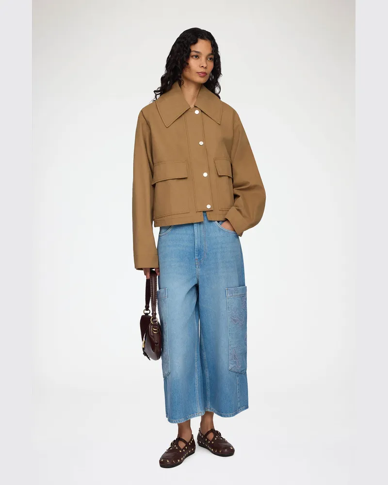 Ganni blau Verkürzte Cargo-Jeans aus blauem Denim Bio-Baumwolle - Größe Blau