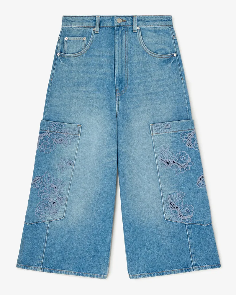 Ganni blau Verkürzte Cargo-Jeans aus blauem Denim Bio-Baumwolle - Größe Blau