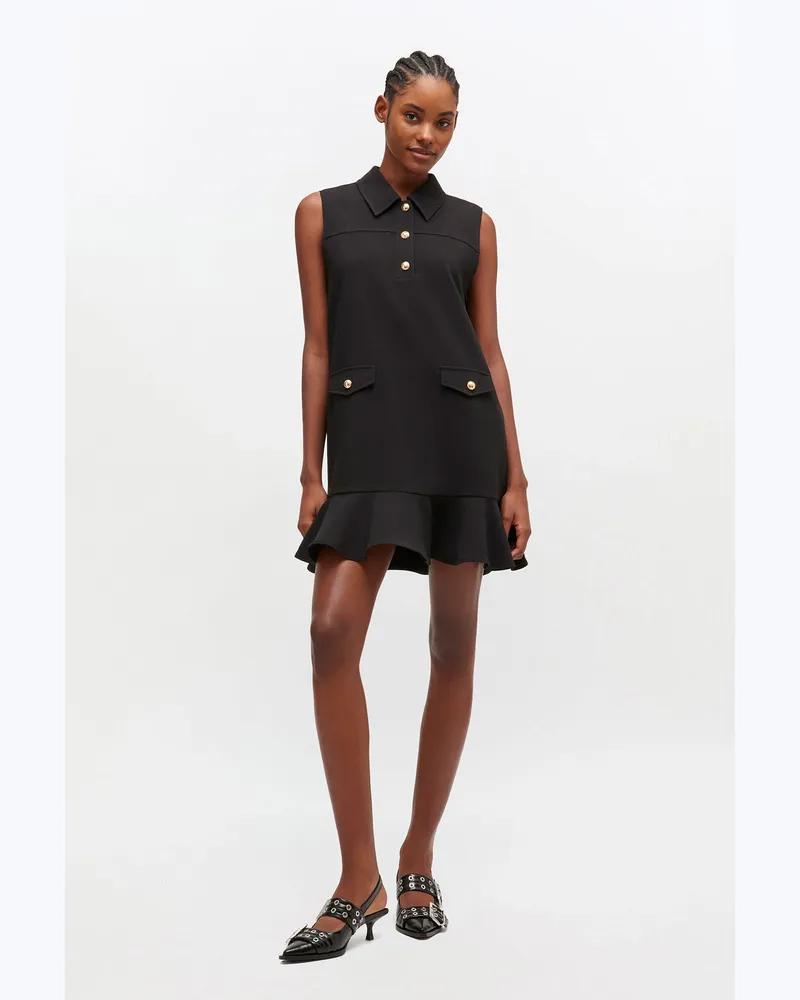 Ganni Jet schwarz Schwarzes Anzug-Minikleid aus Twill - Größe Jet