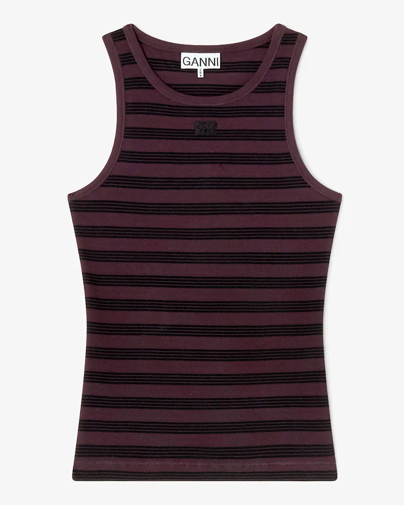 Ganni braun Geripptes Tanktop mit Streifen Bio-Baumwolle - Größe Braun