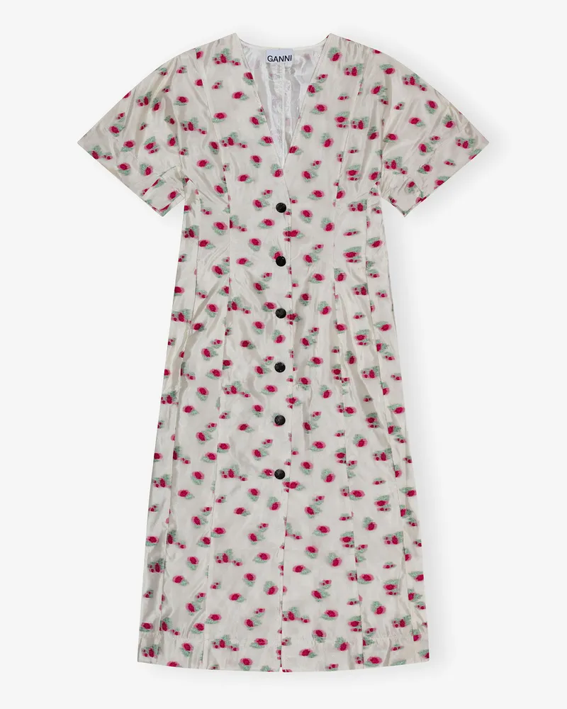 Ganni Midi-Kleid aus floralem Organza-Jacquard - Größe beige Beige