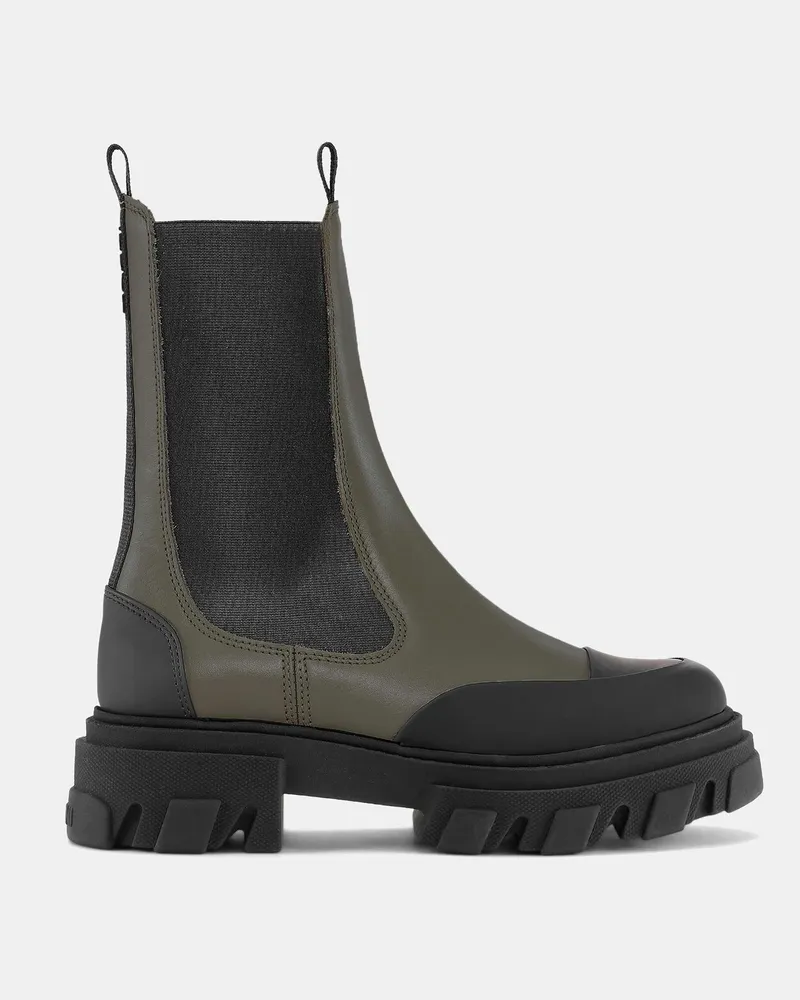 Ganni grün Mittelhohe Chelsea-Stiefel Kalbsleder - Größe Grün
