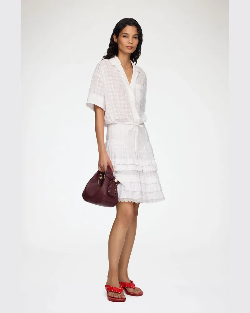 Ganni weiß Rock aus weißer Broderie Anglaise Bio-Baumwolle - Größe Weiß