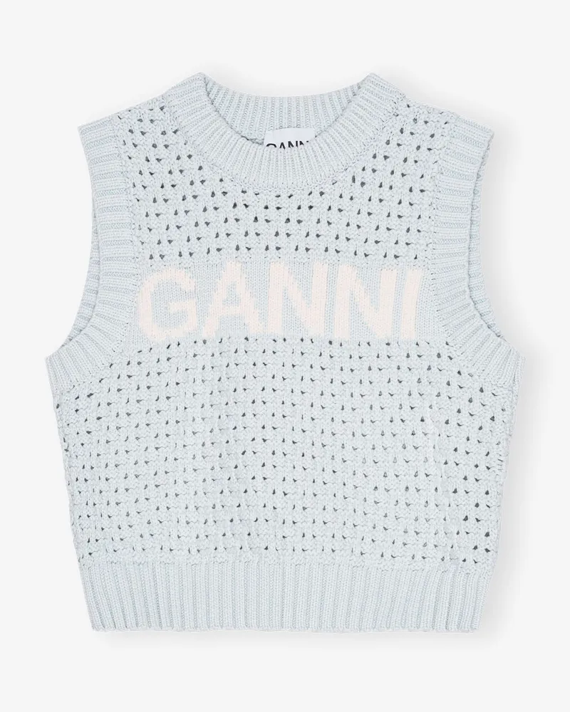Ganni Blaues Pointelle-Weste Illusion blau Illusion