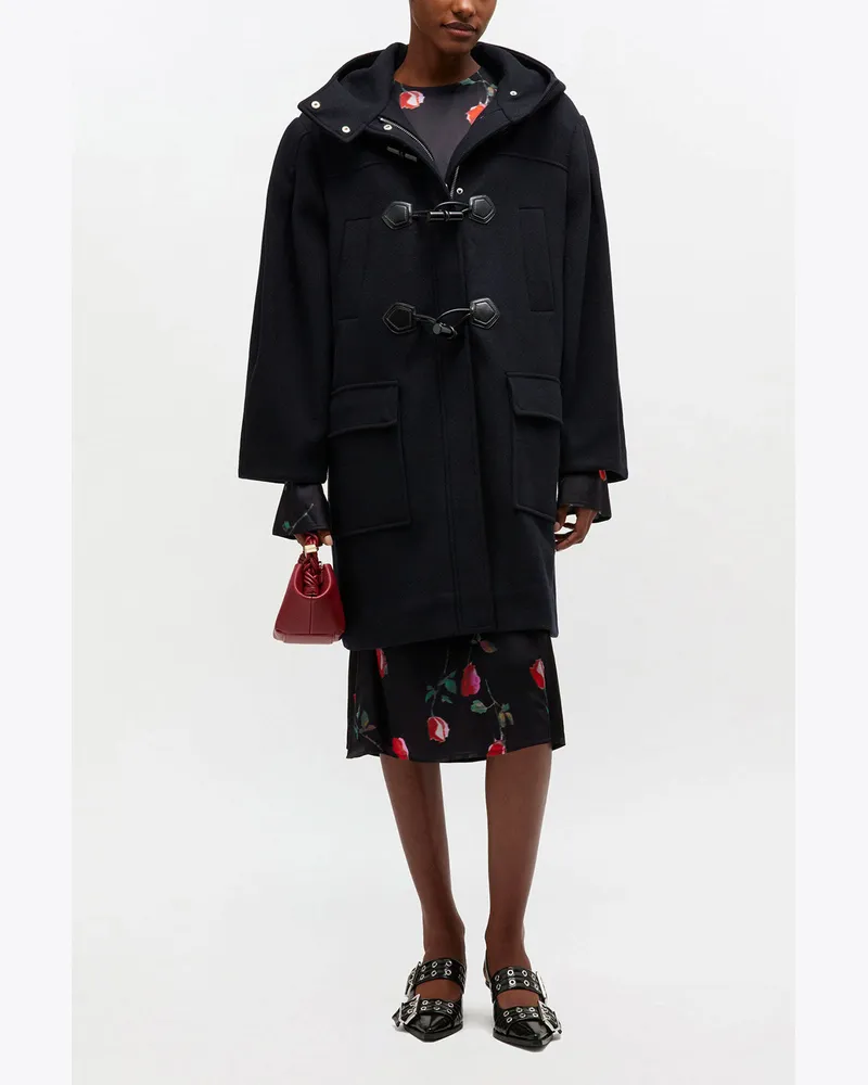 Ganni Dufflecoat aus Wolle marineblau Marineblau