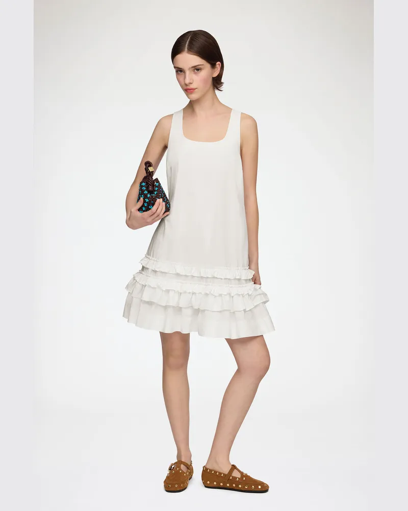 Ganni weiß Kleid aus weißer Baumwolle Bio-Baumwolle - Größe Weiß