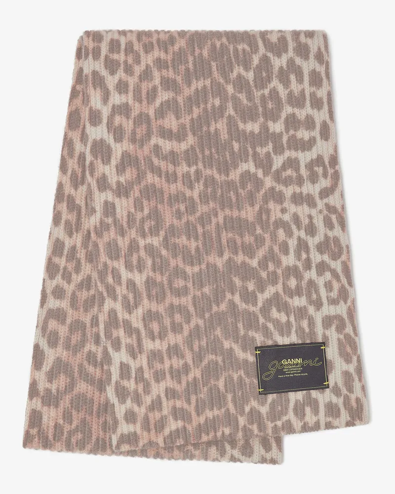 Ganni Wollstrickschal mit Leopardenmuster gemischt Gemischt