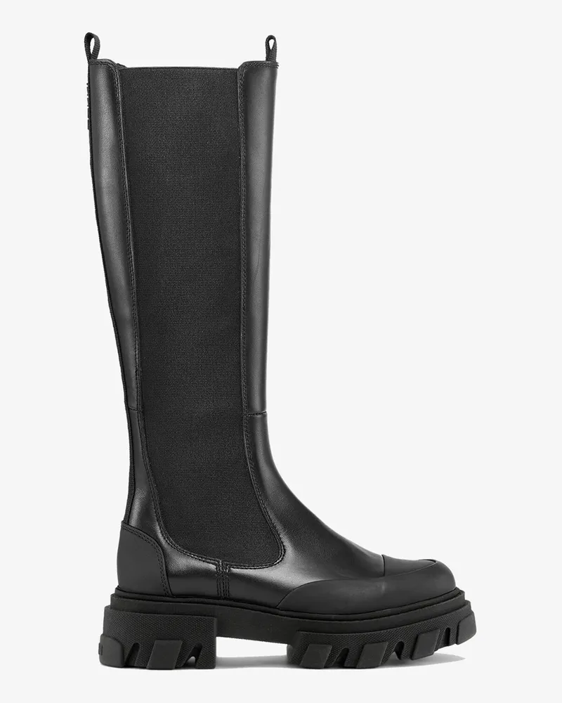 Ganni schwarz Hohe Chelsea-Stiefel mit Stollen Kalbsleder - Größe Schwarz