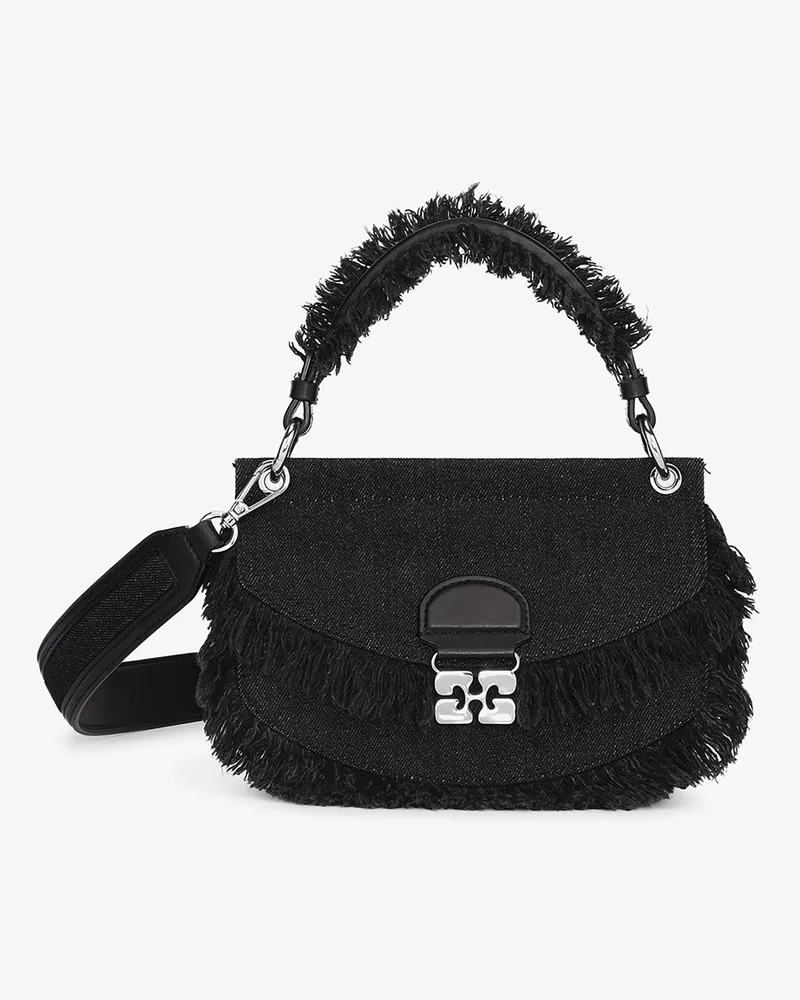 Ganni Schwarze Denim Mini Top Handle Apo-G Tasche schwarz Schwarz