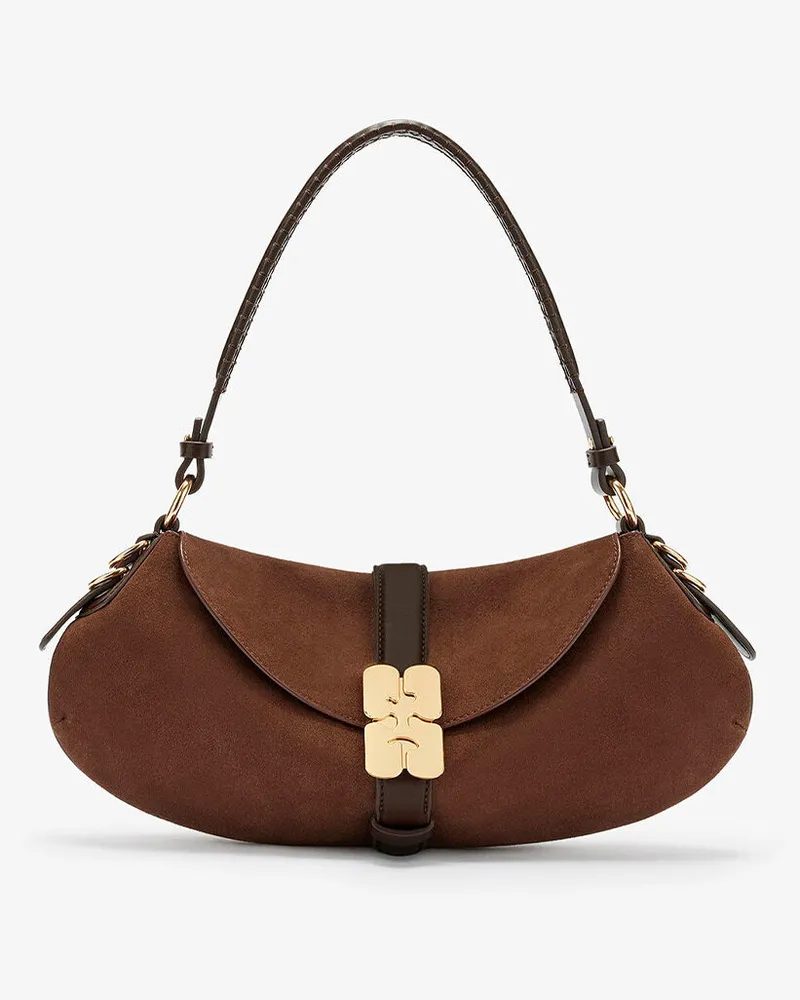 Ganni B-Kat Tasche in braunem Wildleder braun Braun