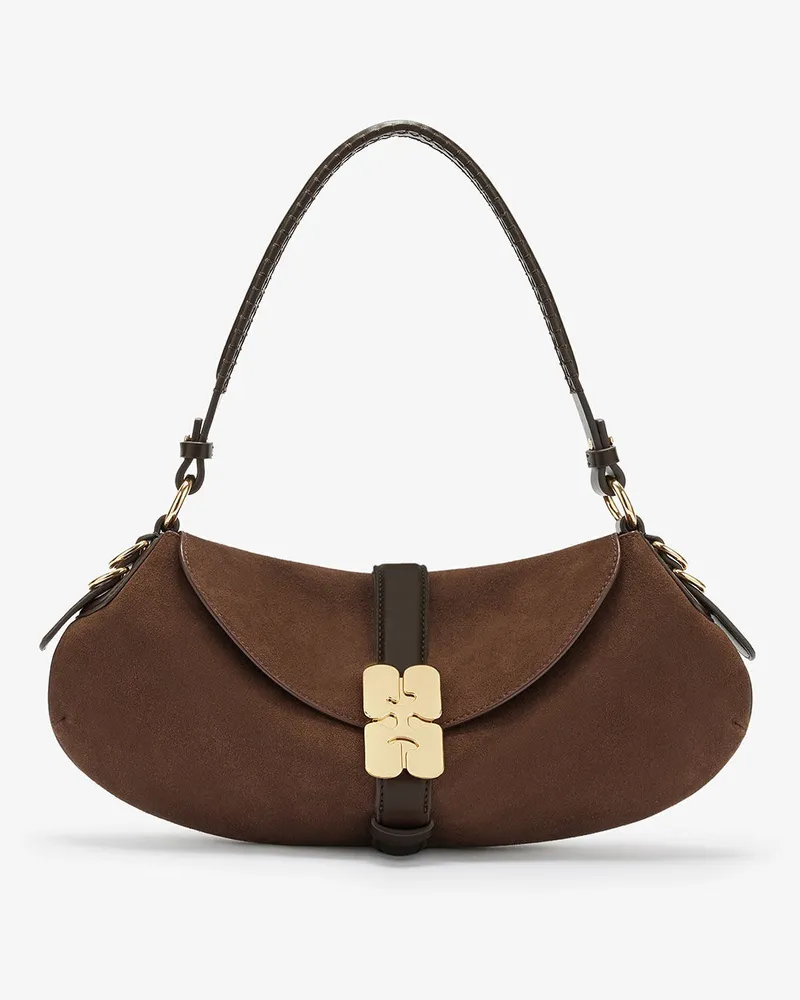 Ganni Braune B-Kat-Tasche aus Wildleder braun Braun