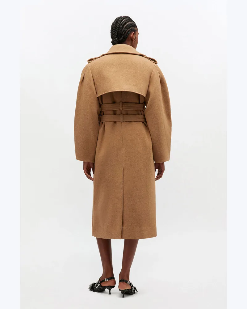 Ganni Woll-Trenchcoat beige Beige