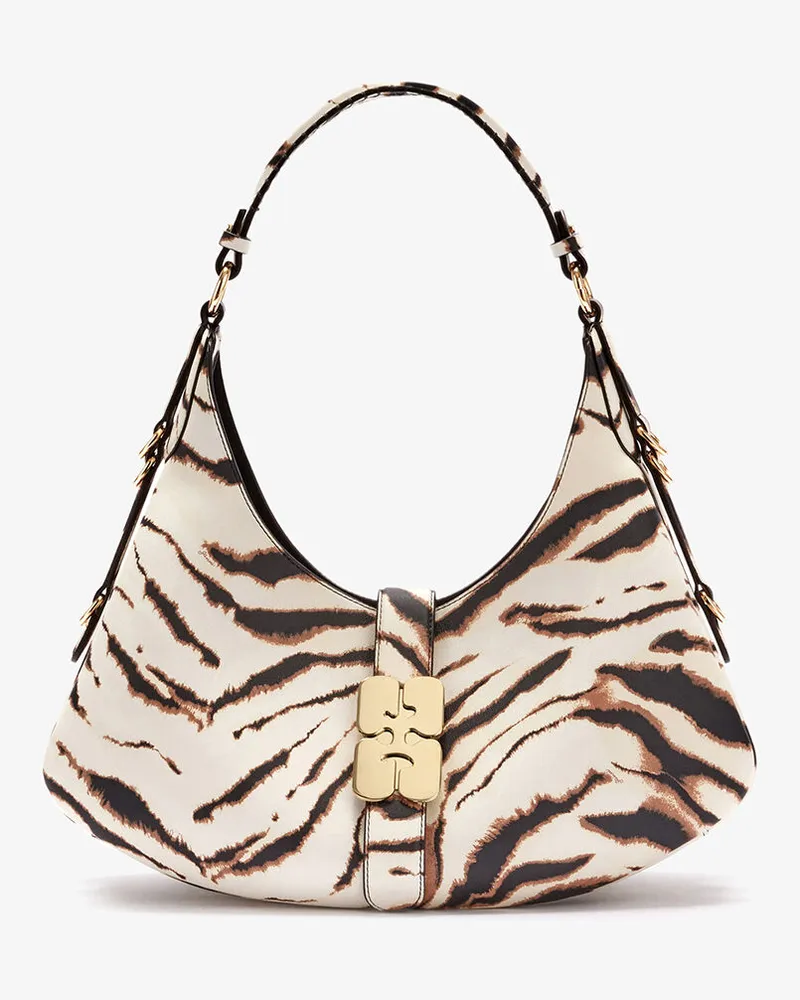 Ganni Kleine Kat-Tasche in Zebra weiß Weiß