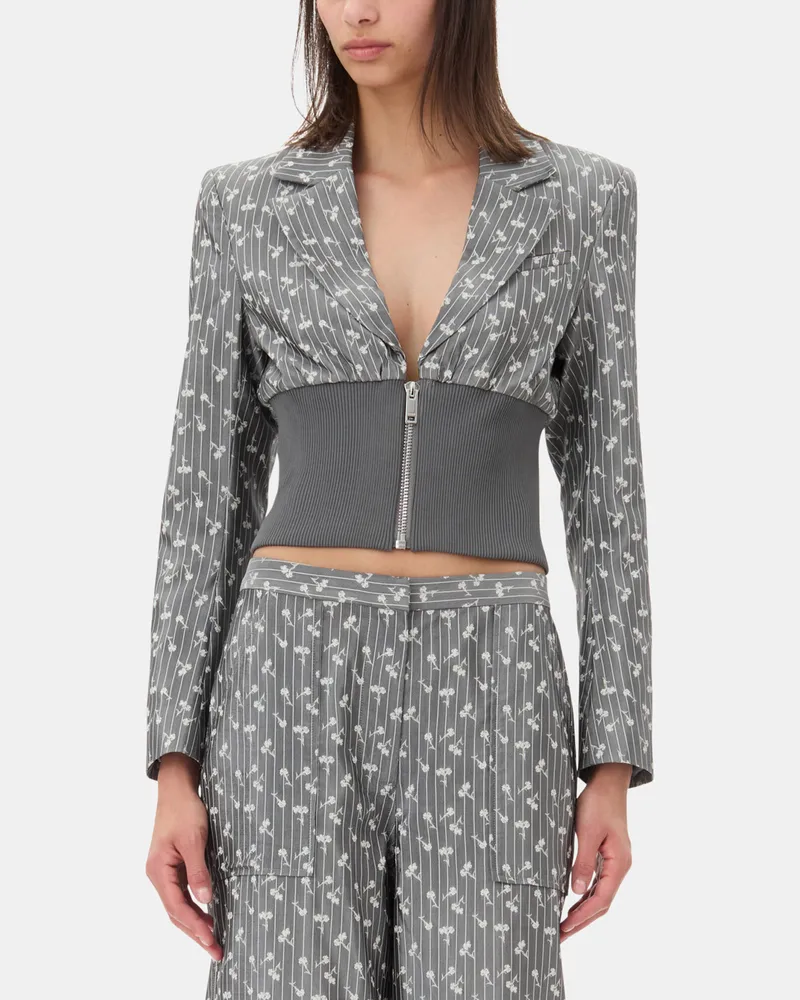 Ganni grau Jacquard Cropped Blazer Grau