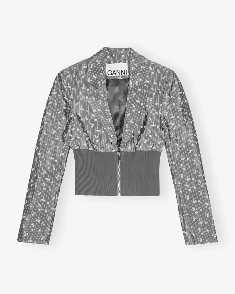 Ganni grau Jacquard Cropped Blazer Grau