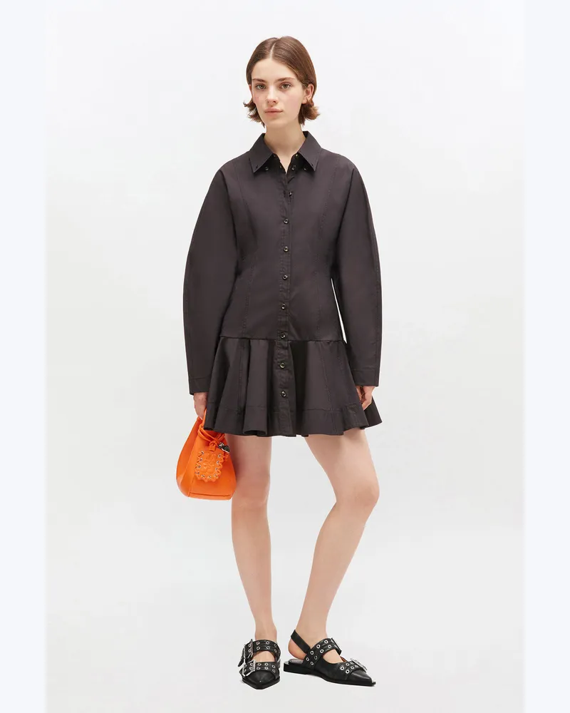 Ganni schwarz Schwarzes Hemdkleid Elastan - Größe Schwarz