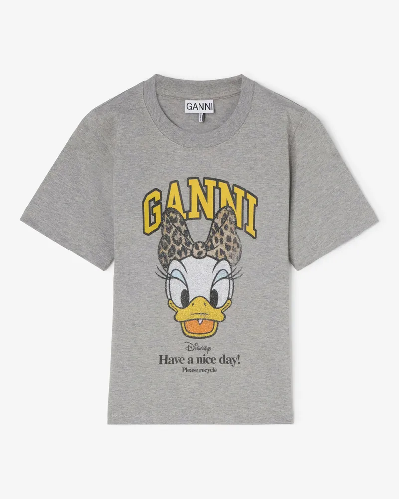 Ganni grau Graues Baby-Fit-T-Shirt mit Daisy-Duck-Print - Größe Grau