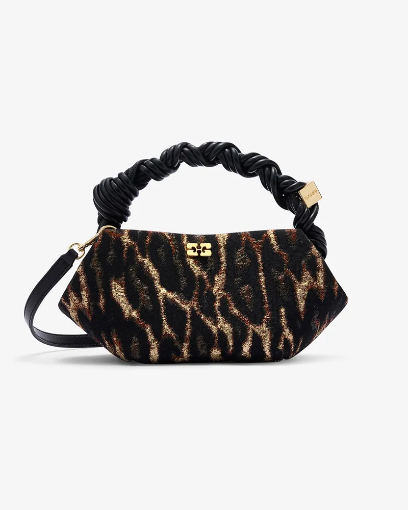 Ganni Mini-Bou-Tasche aus Cloqué in Metallic-Optik Bronze Bronze