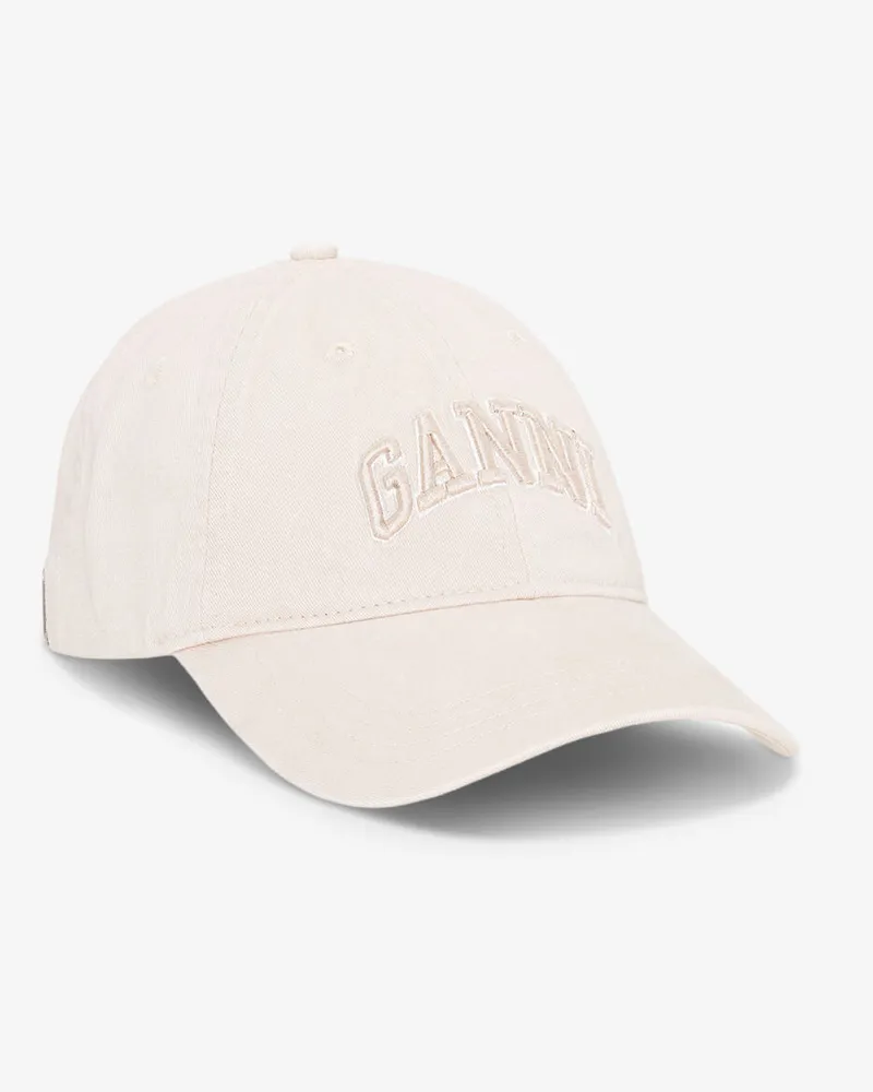 Ganni Cap aus weiß gewaschener Baumwoll-Leinwand Weiß