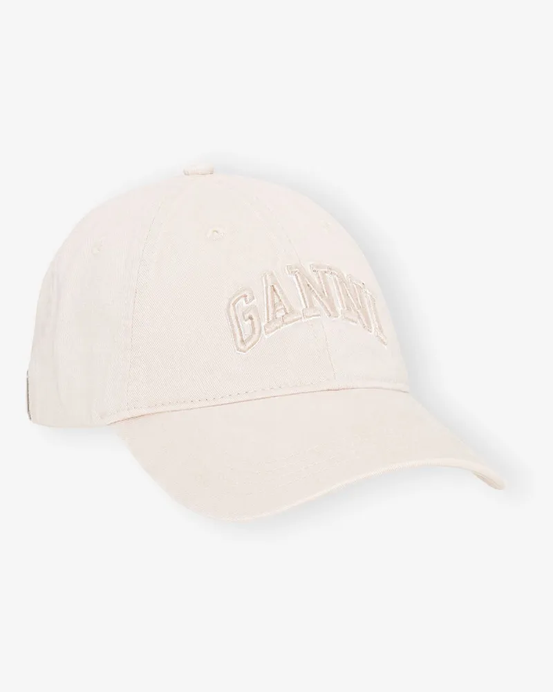 Ganni Cremeweiße Canvas-Kappe weiß Weiß