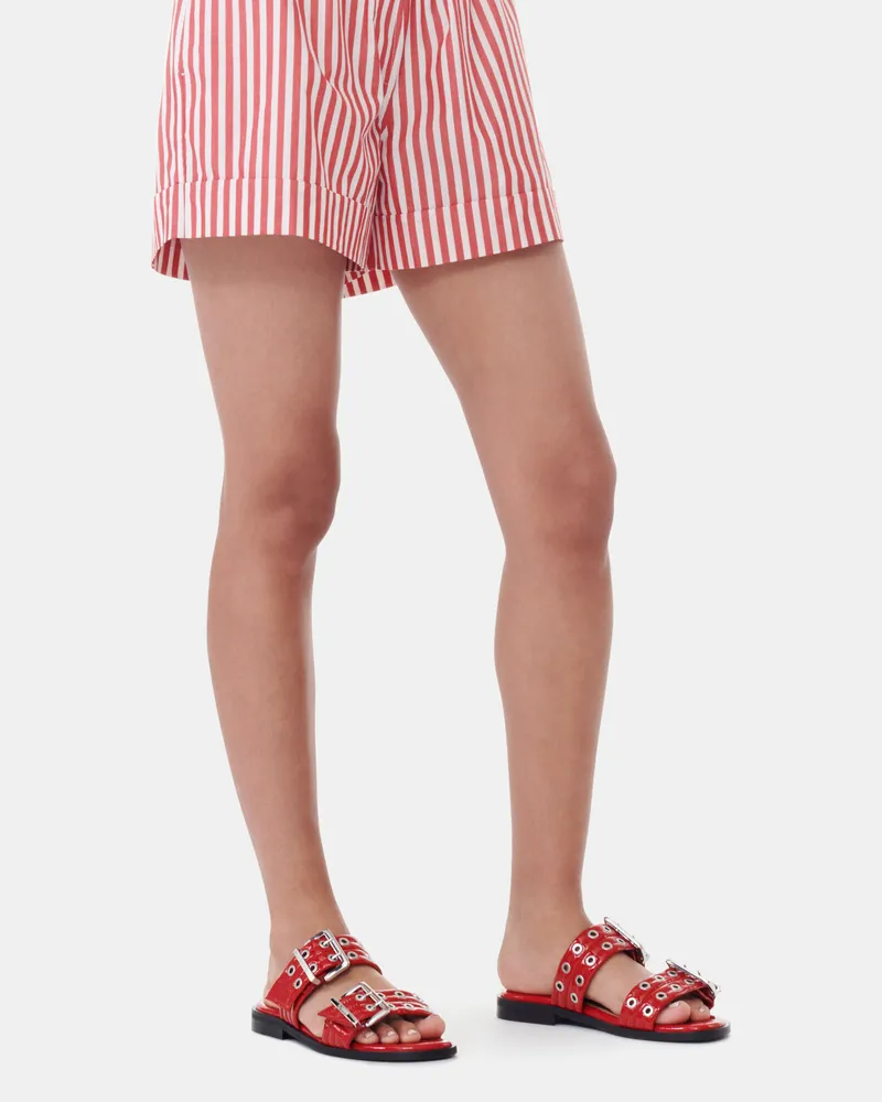 Ganni Feminine Schnallensandalen mit zwei Riemen in Rot - Größe Rot