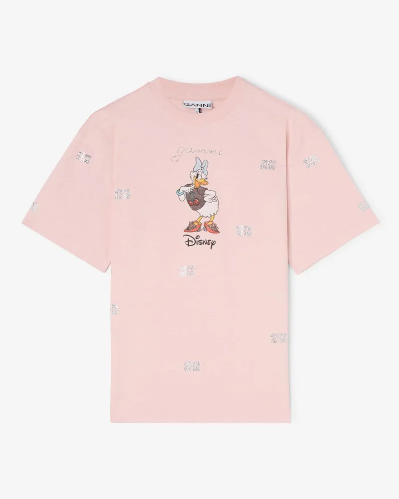Ganni Chalk rosa x Disney - T-Shirt mit Daisy-Duck-Print - Größe Chalk