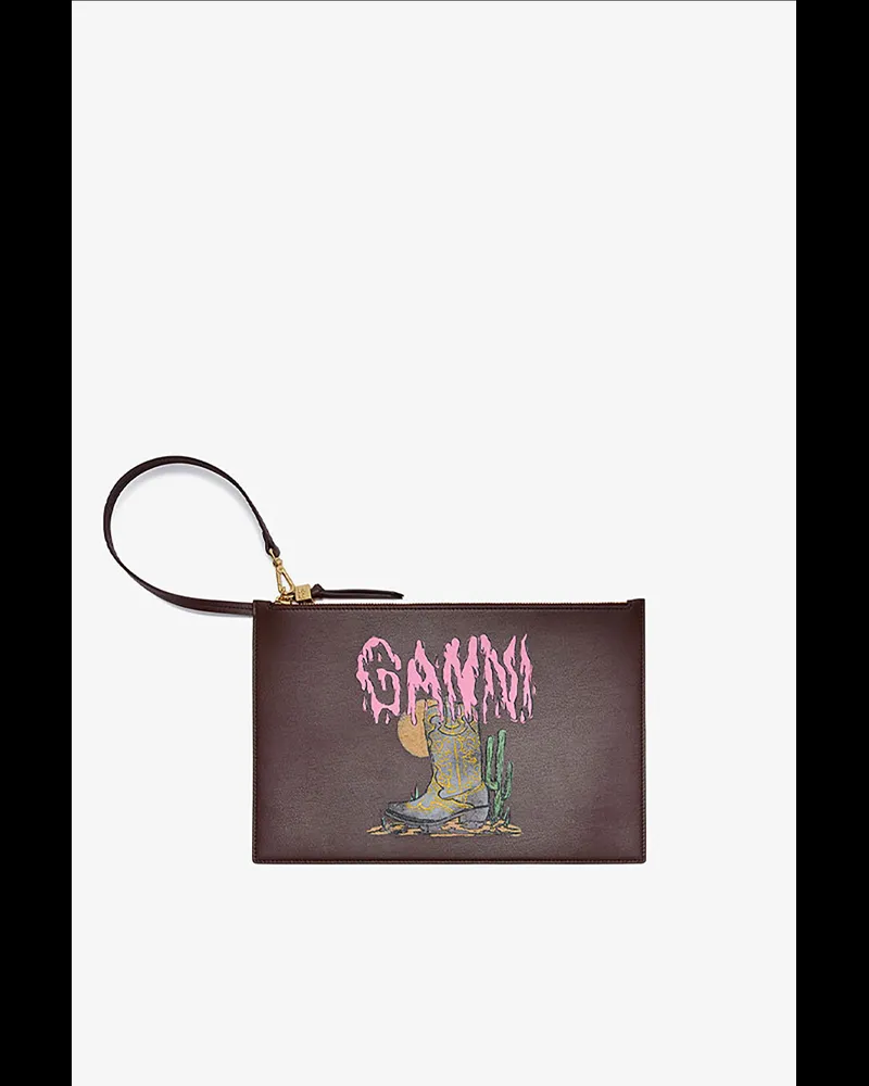 Ganni Flache Bou-Tasche mit Westernstiefel braun Braun