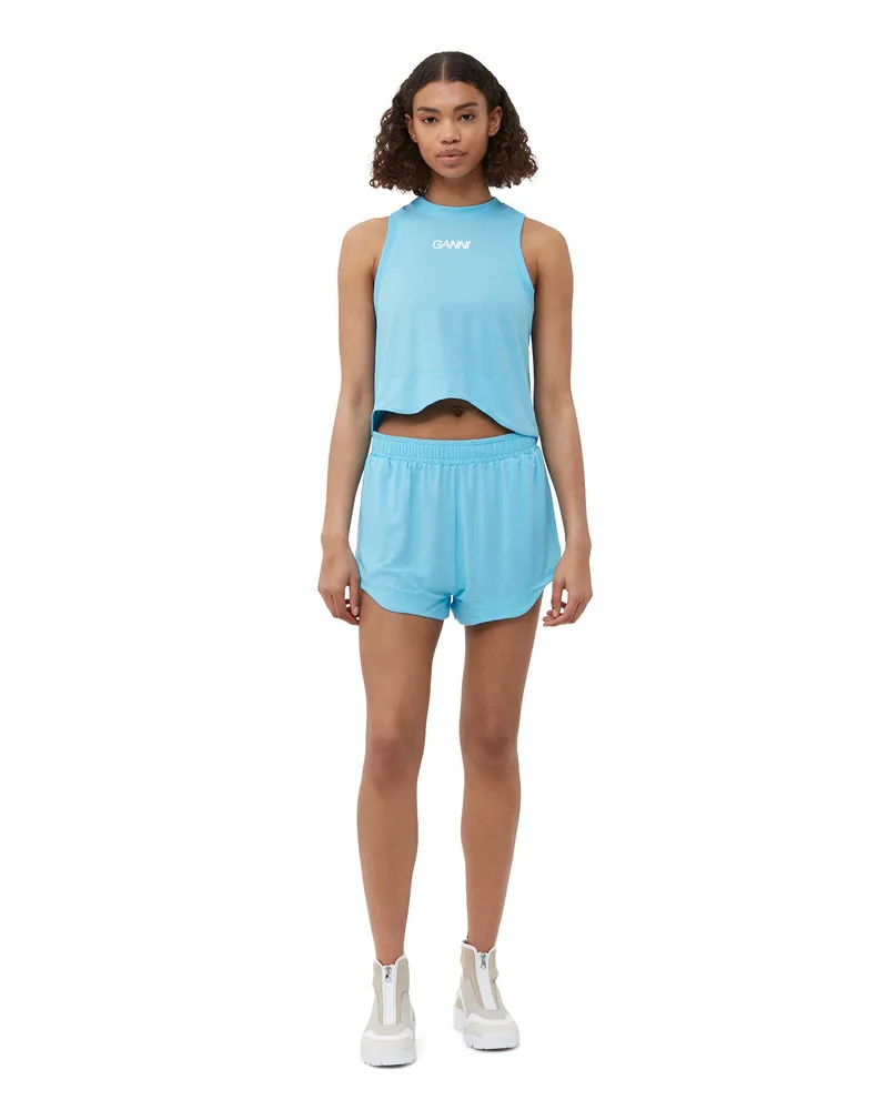 Ganni Active-Netz-Shorts Ethereal blau Ethereal