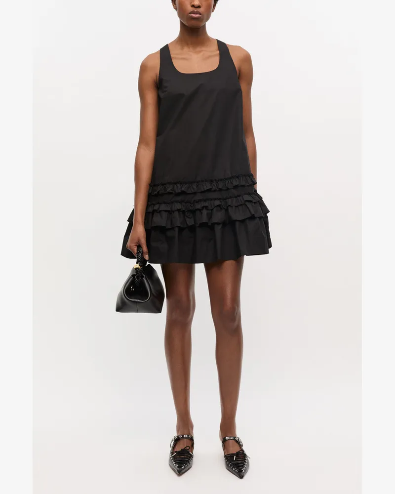 Ganni schwarz Schwarzes Minikleid aus Baumwollpopeline Bio-Baumwolle - Größe Schwarz