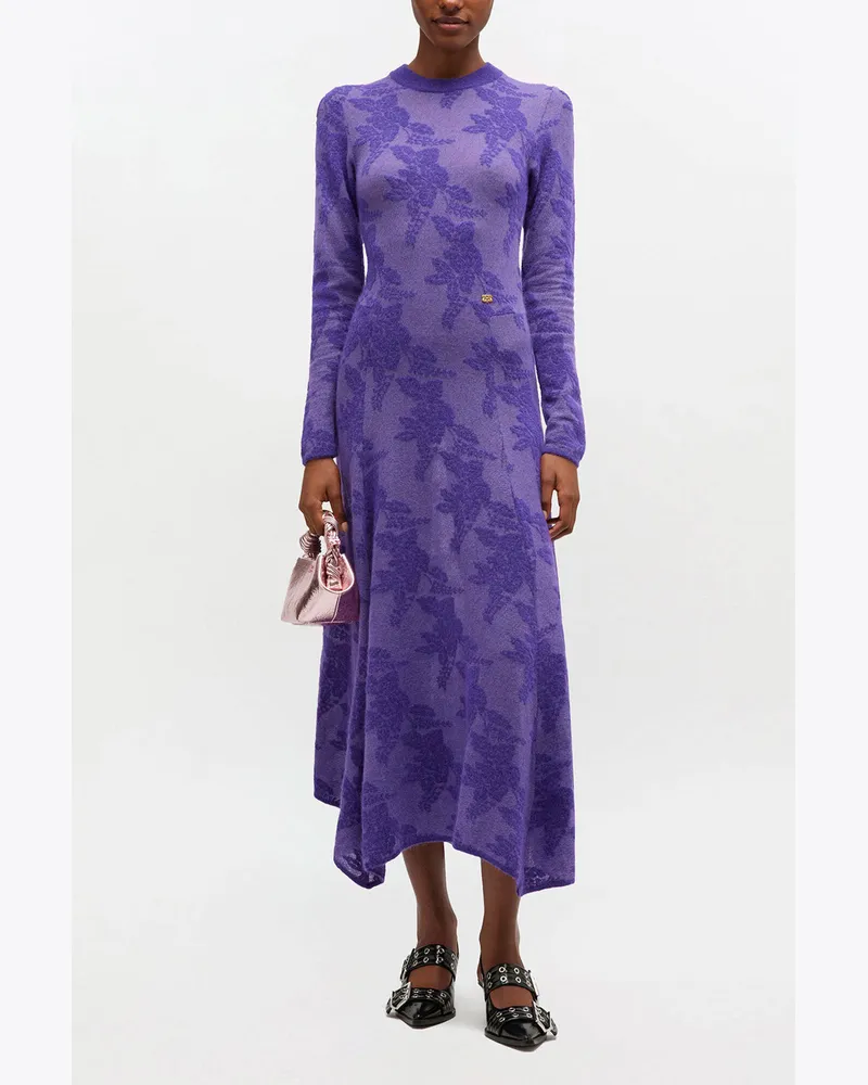 Ganni Lila transparentes Blumenkleid - Größe Lila