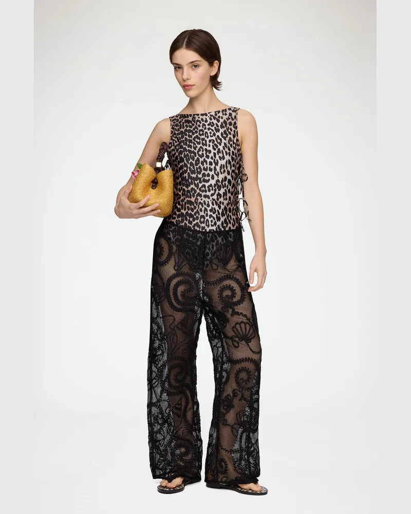 Ganni Hose aus schwarzem Netzstoff - Größe schwarz Schwarz