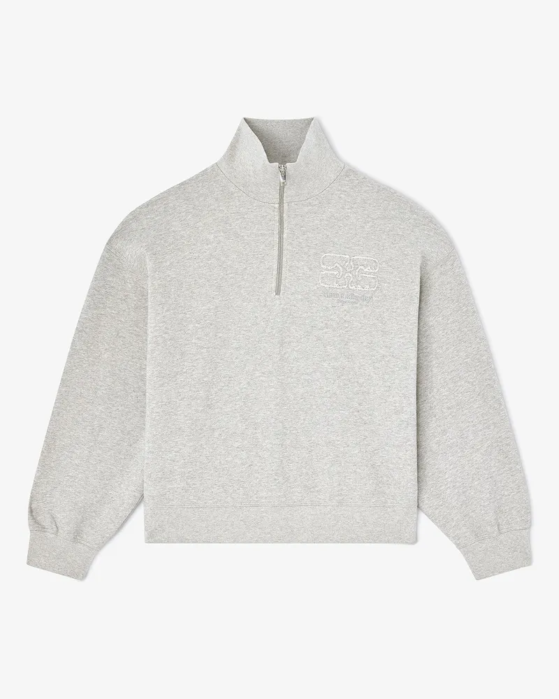 Ganni grau Graues Sweatshirt mit halbem Reißverschluss Bio-Baumwolle - Größe Grau