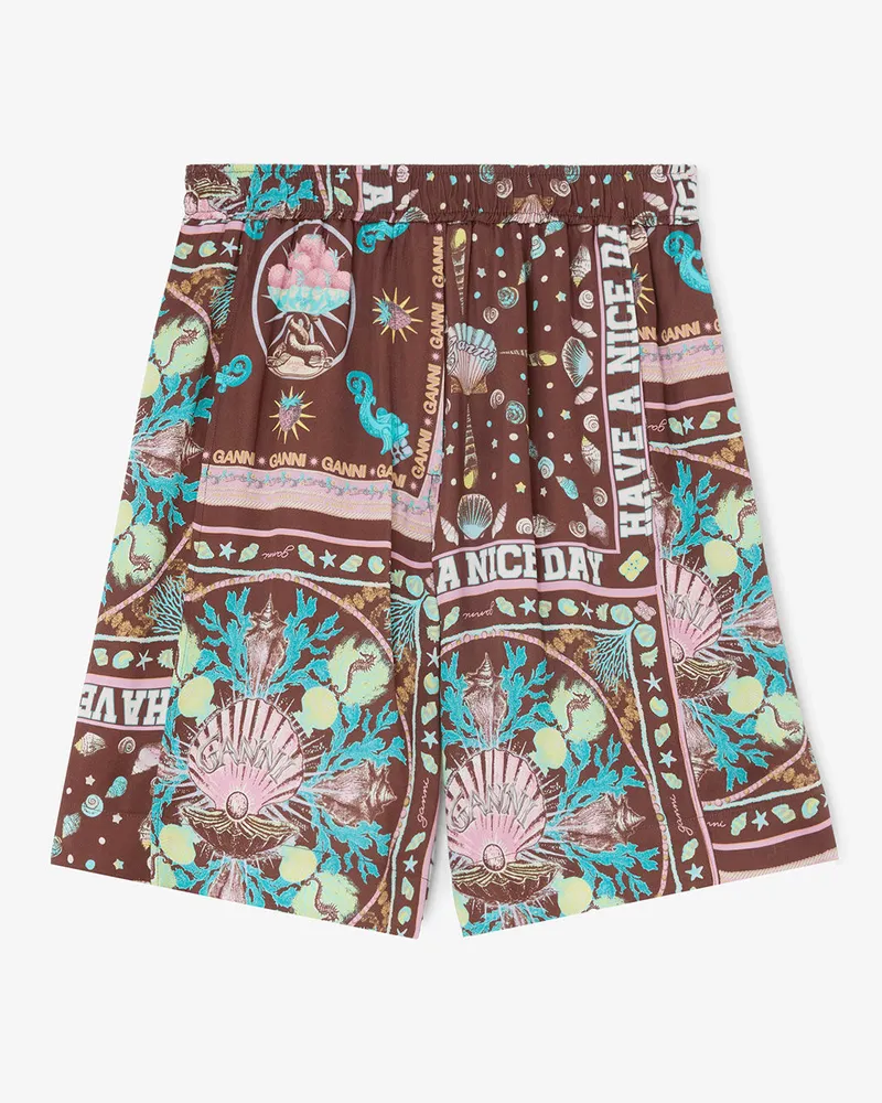 Ganni braun Shorts aus bedruckter Viskose - Größe Braun