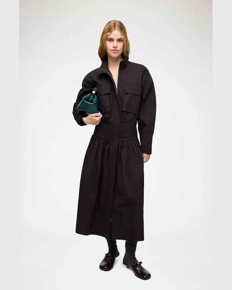 Ganni schwarz Kleid aus schwarzer Baumwolle Bio-Baumwolle - Größe Schwarz