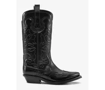 Westernstiefel mit mittlerer Schaftlänge und Stickerei in Schwarz